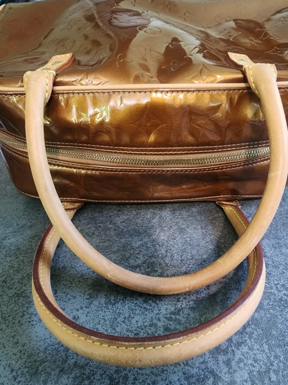 Louis Vuitton Metallic Copper Vernis Monogram Satchel - Picture 8 of 10